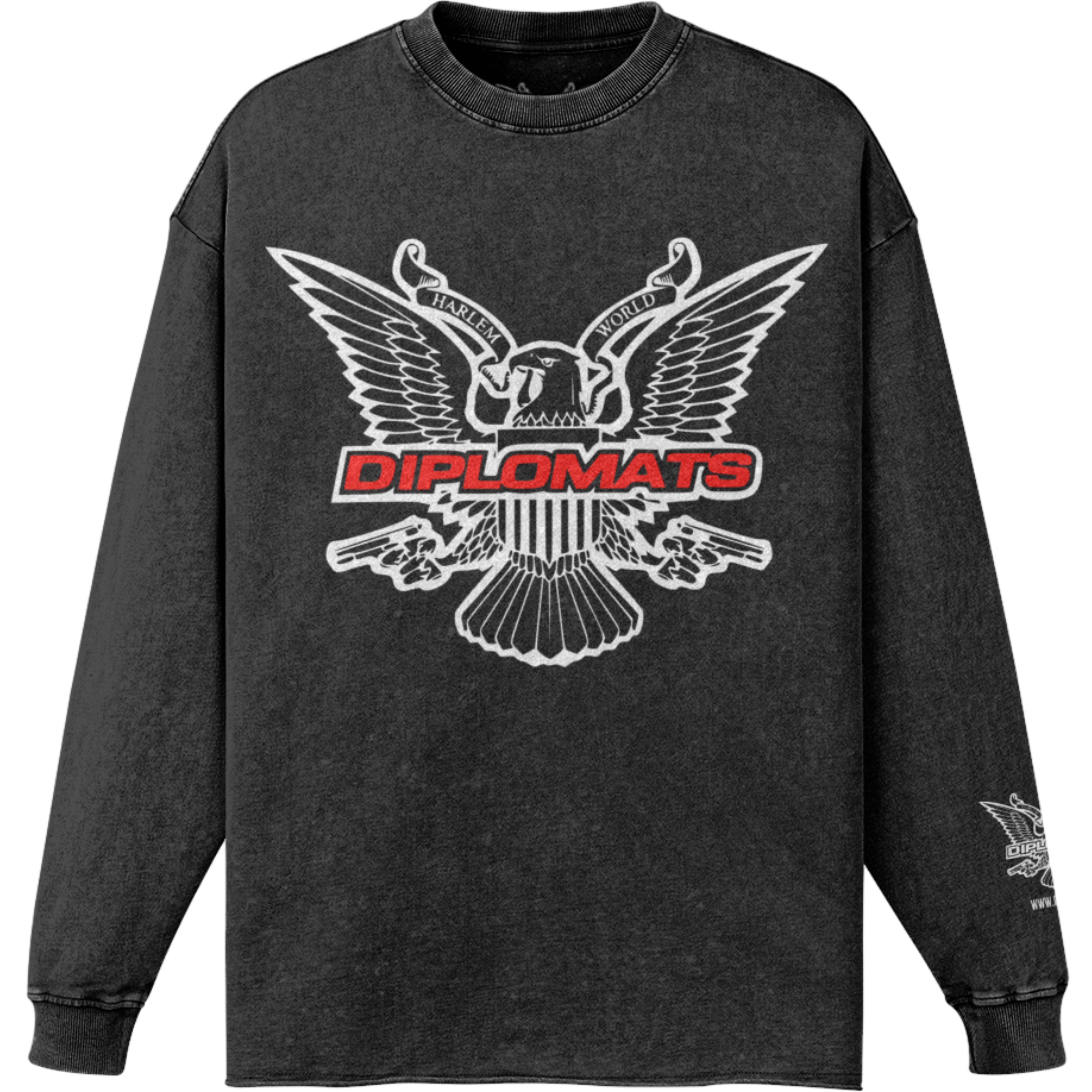Dipset Long Sleeve – Black Faded with Red Eagle Lettering