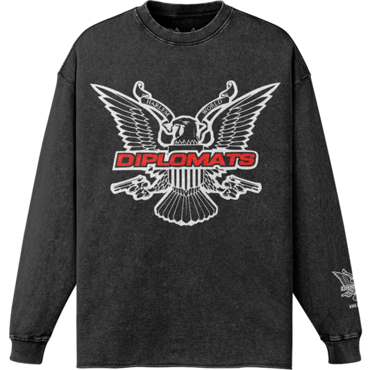 Dipset Long Sleeve – Black Faded with Red Eagle Lettering (Exclusive Classic)