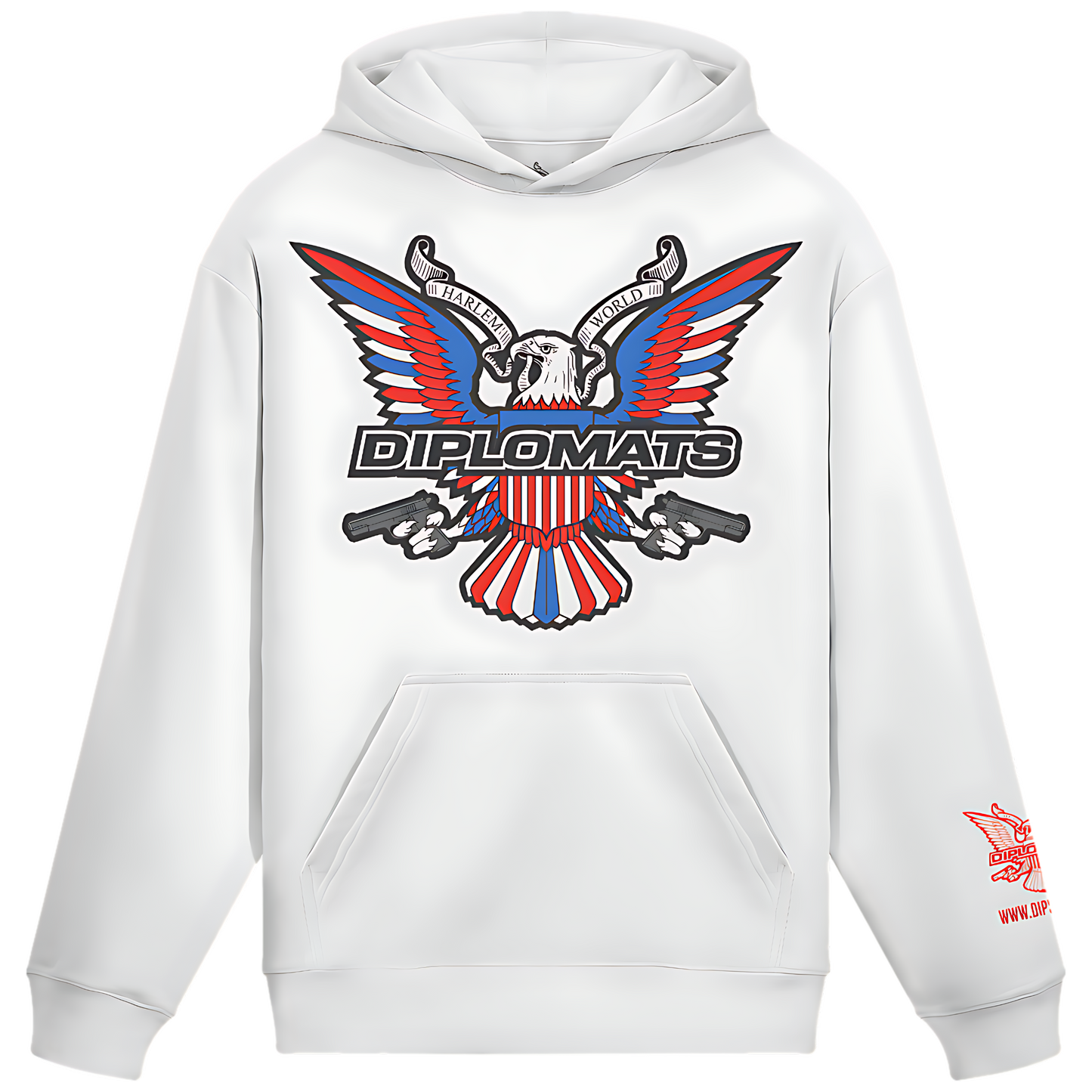 Dipset Classic White Hoodie – Red, White & Blue Eagle Edition